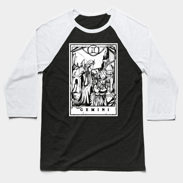 Gemini Zodiac Tarot Baseball T-Shirt by Scottconnick